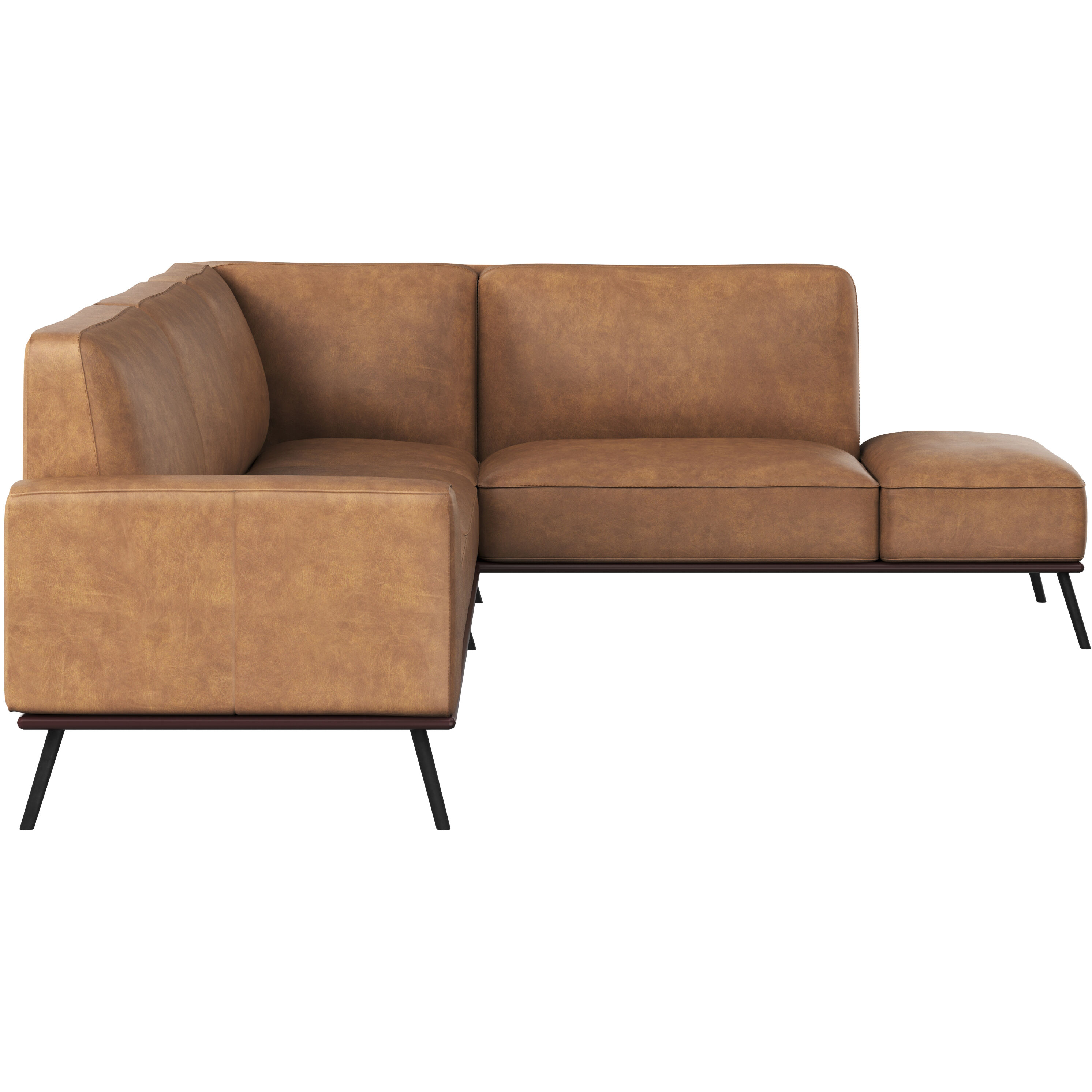 Brandi Camel Leather Sofa Chaise, RAF